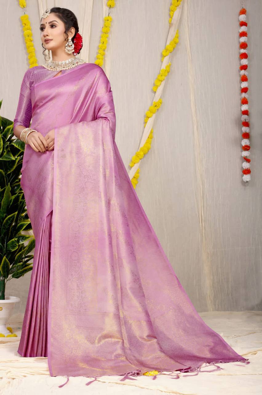 Pink Bridal Kanchipuram Silk Sarees In Pure Gold Zari
