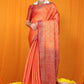 Orange Pure Soft Silk Saree With Hand dying And Zari Weaving Work