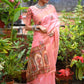 Pink Tussar Silk Saree With Unique Slub Weaving Pattern