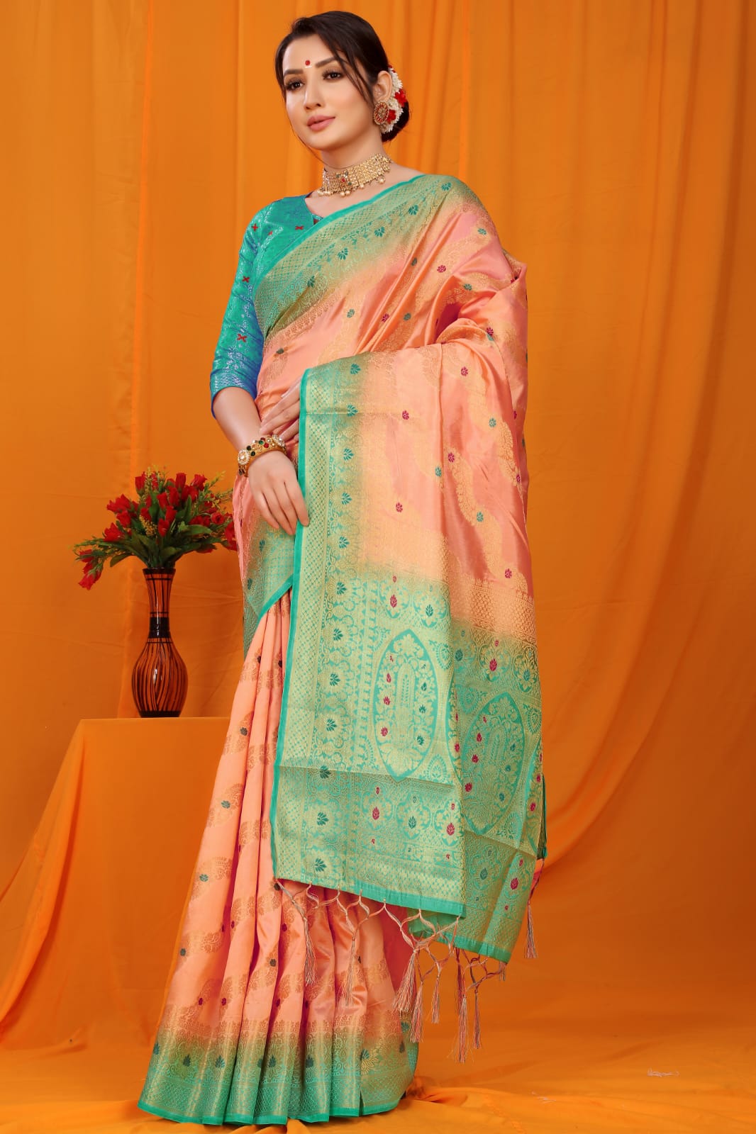 Mint Balatan Pure Silk Saree With Rich Pallu