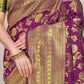 Purple Pure silk saree with gold Jari weaving work