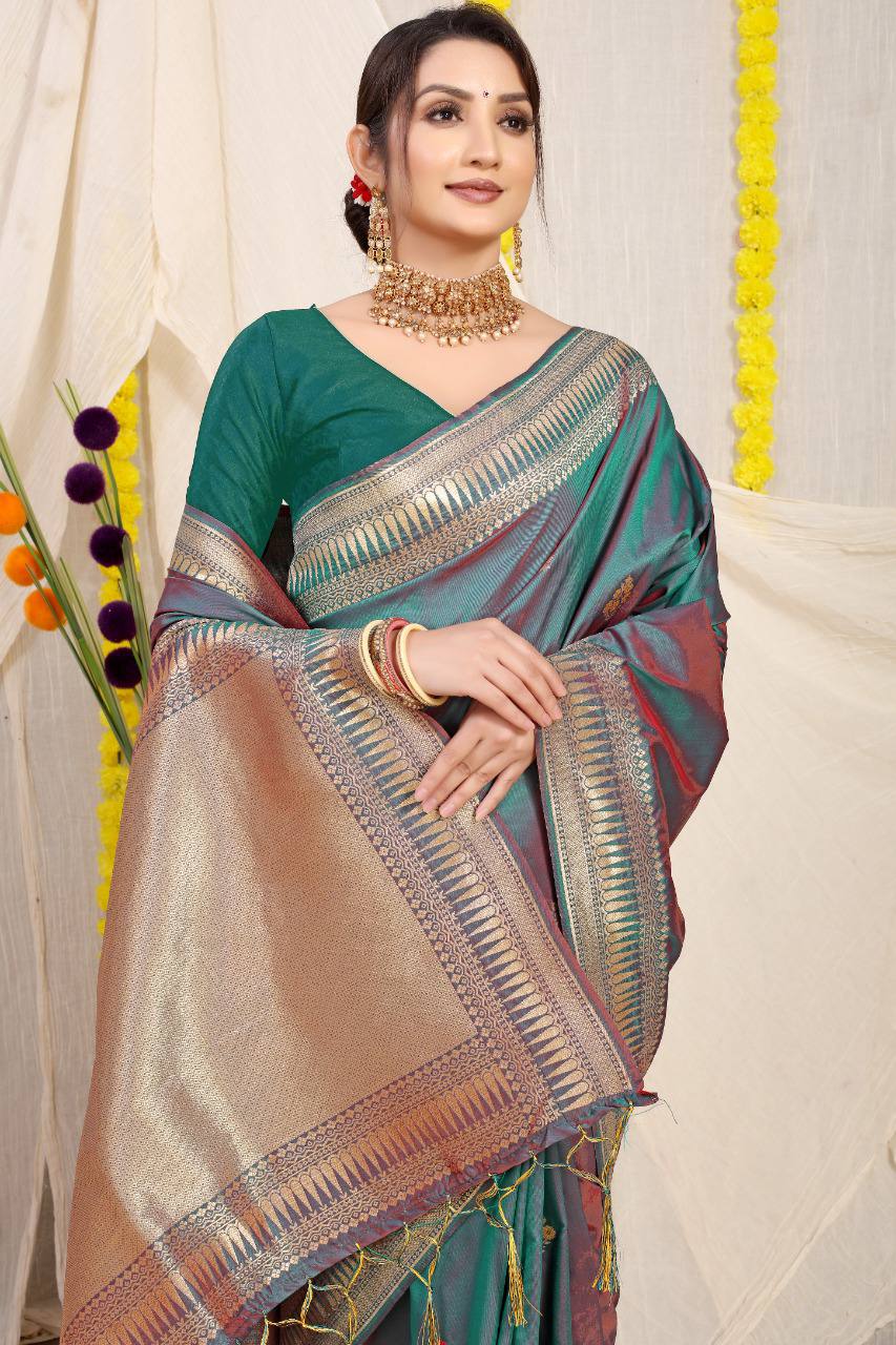 Kanchipuram Pure Rama Silk Handloom Saree