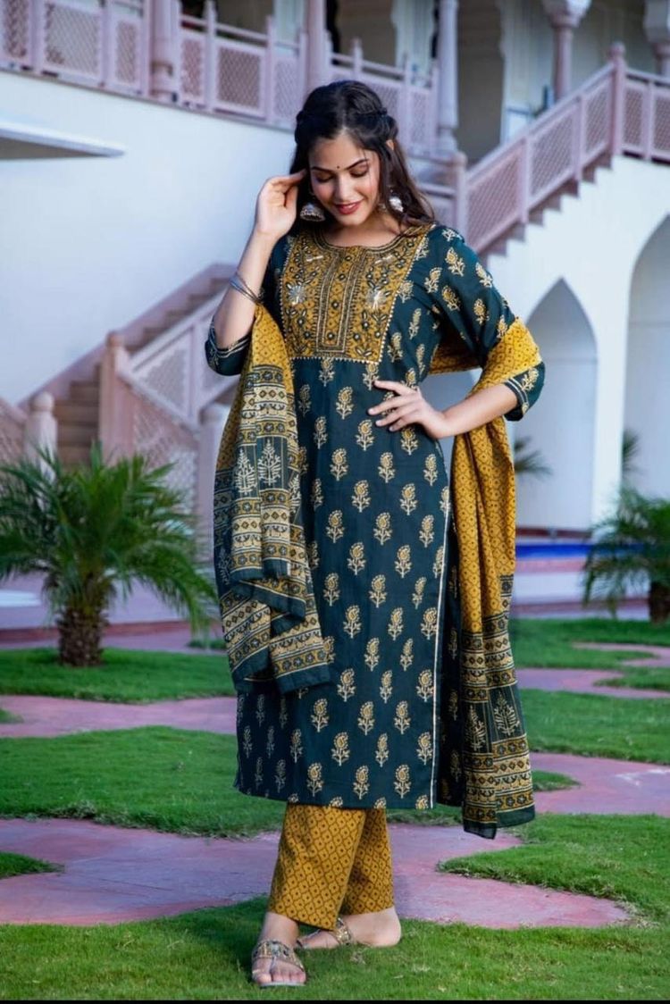 Rayon Cotton Kurti With Malmal Dupatta Set