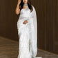 White Beautiful White Lilan Soft Slab Khadi Saree With Silver Belt