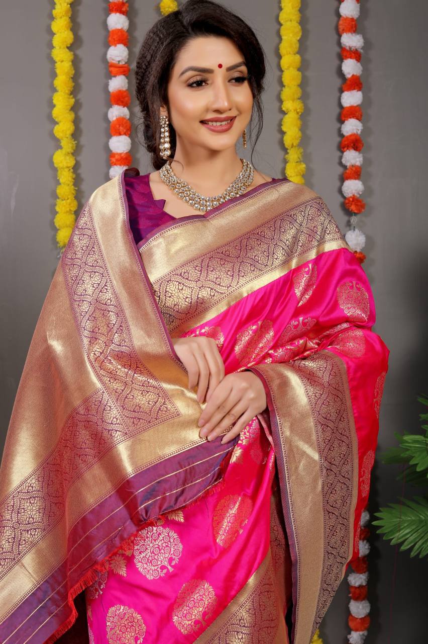 Rani Kanchipuram Pure Silk Handloom Saree With Pure Jari