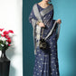 Blue Chanderi Chikankari Weaving Saree With Classy Zari