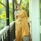Yellow Laheriya Saree With Kalamkari Peacock Pallu
