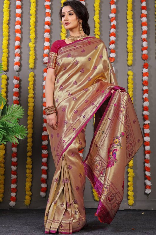Purple Paithani Pure silk handloom saree with Pure Jari