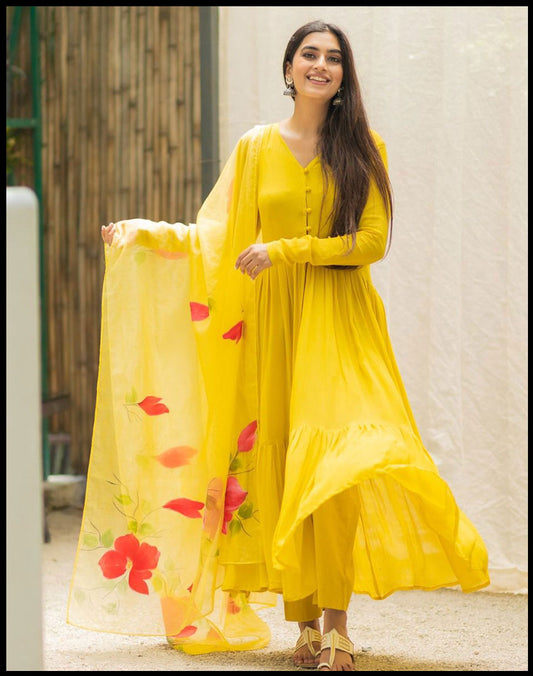 Pure Maska Cotton Silk  Yellow Outfit