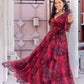 Red Georgette Gown With Floral Print
