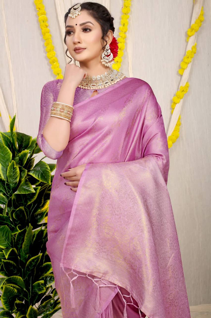 Pink Bridal Kanchipuram Silk Sarees In Pure Gold Zari