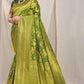 Light Green Pure silk saree with gold Jari weaving work