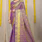 Beautiful Purple Lichi Silk Saree With Golden Weaving Work