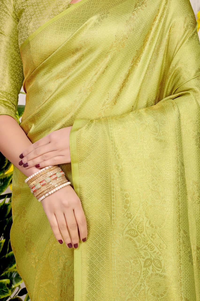 Green Bridal Kanchipuram Silk Sarees In Pure Gold Zari