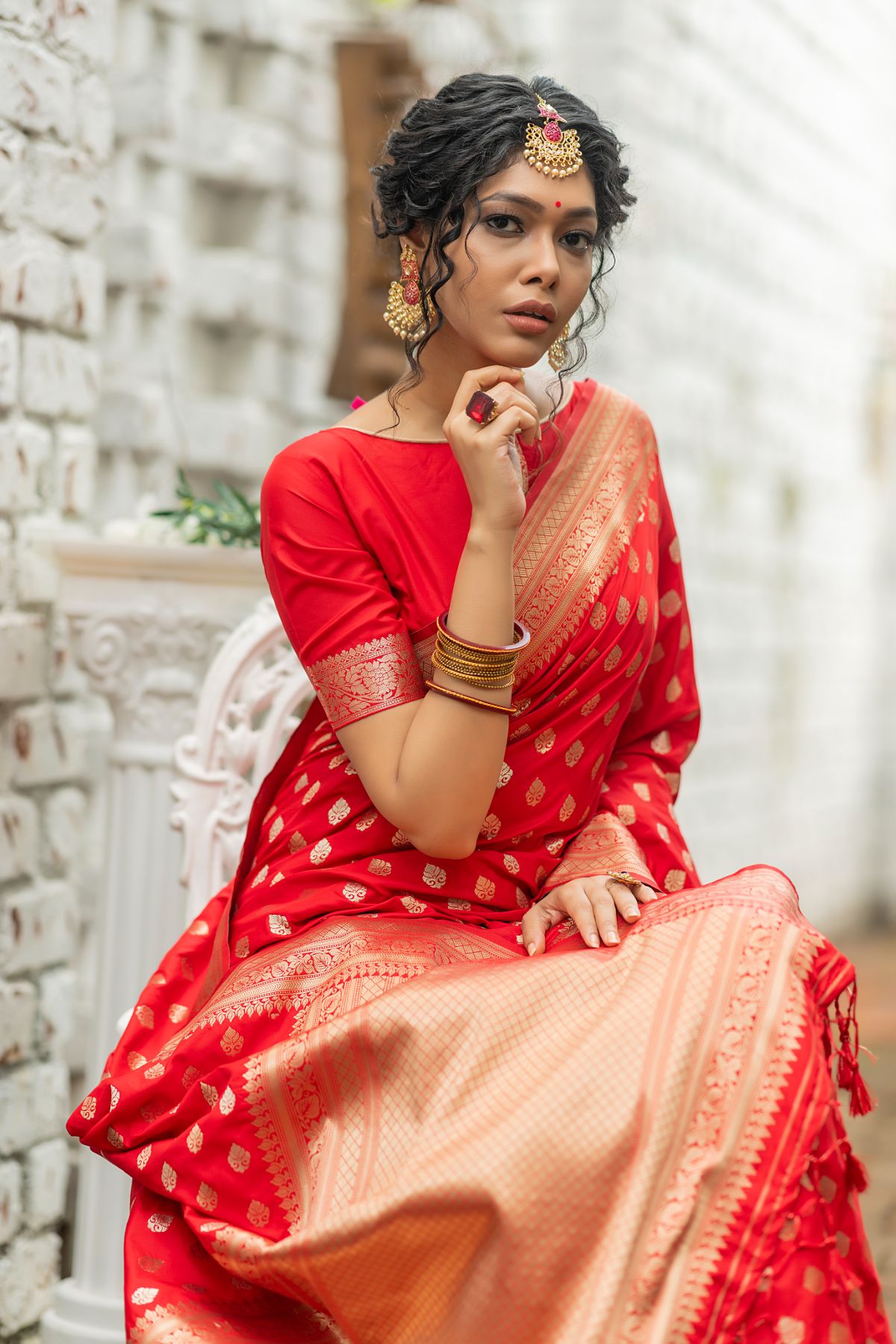 Red Soft Banarasi Katan Silk Saree
