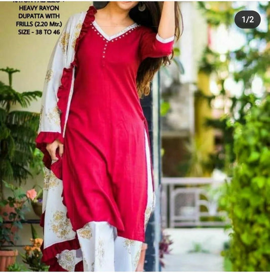 Heavy Rayon Kurti Set