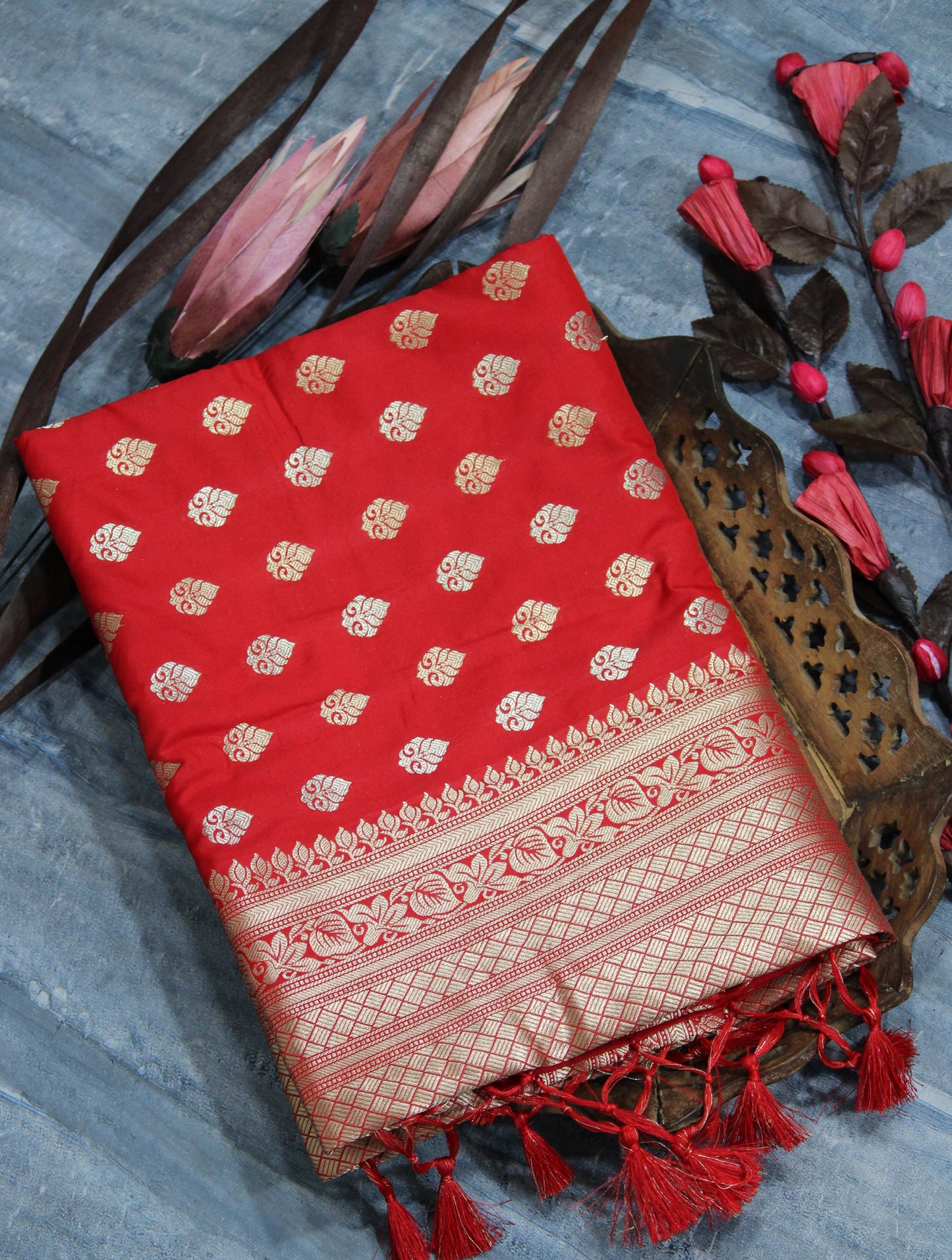 Red Soft Banarasi Katan Silk Saree