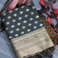 Carbon Grey Soft Banarasi Katan Silk Saree