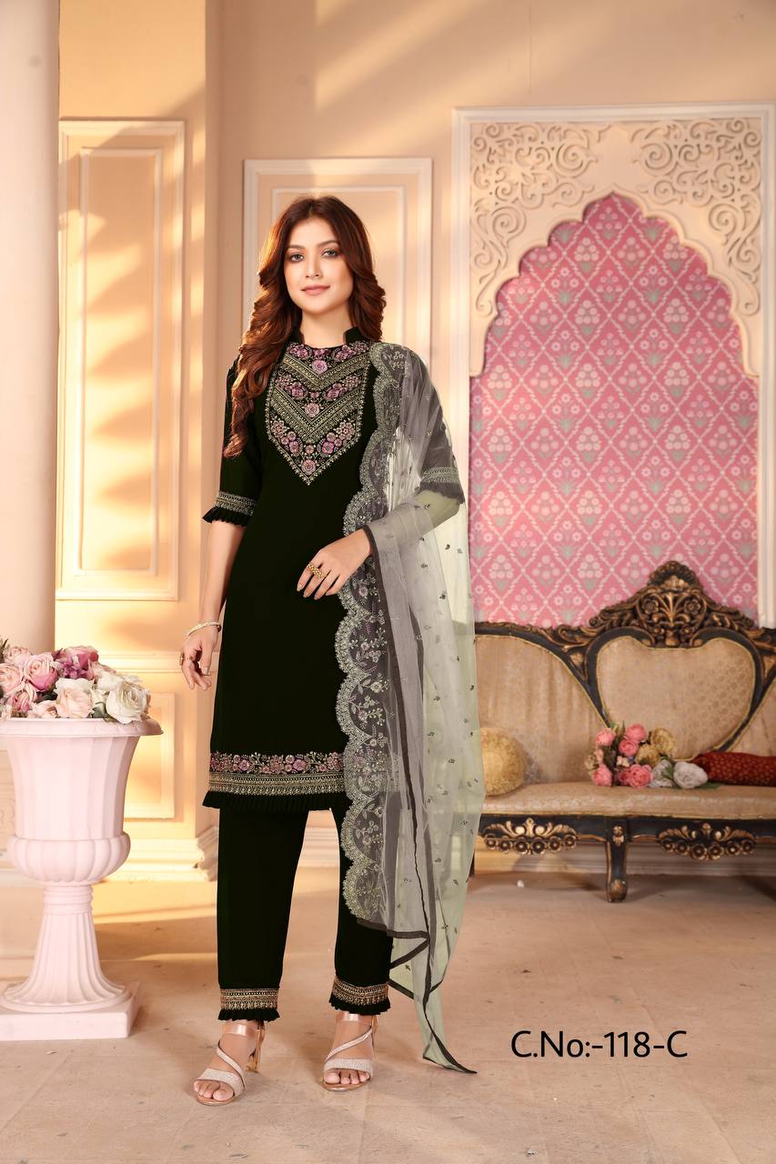 Black faux Georgette plazzo suit