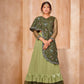 Faux Georgette semi stitched green lengha