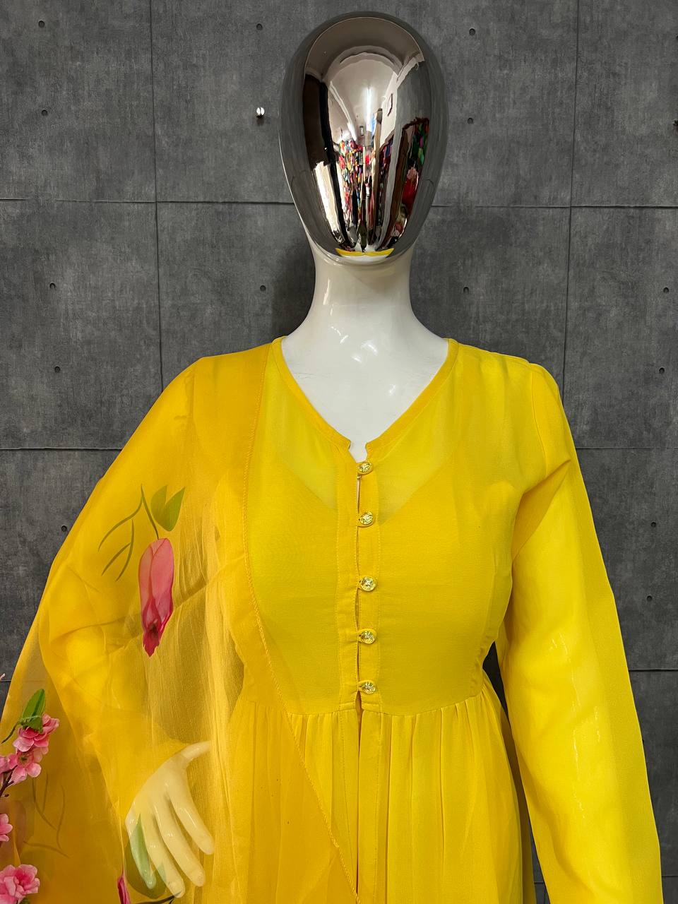 Pure Maska Cotton Silk  Yellow Outfit