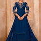 Neavy blue faux Georgette gown