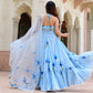 Blue Cotton Printed Maxi Gown With Dupatta