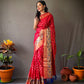 Red Banarasi Silk Sarees With Gold Zari Weaving