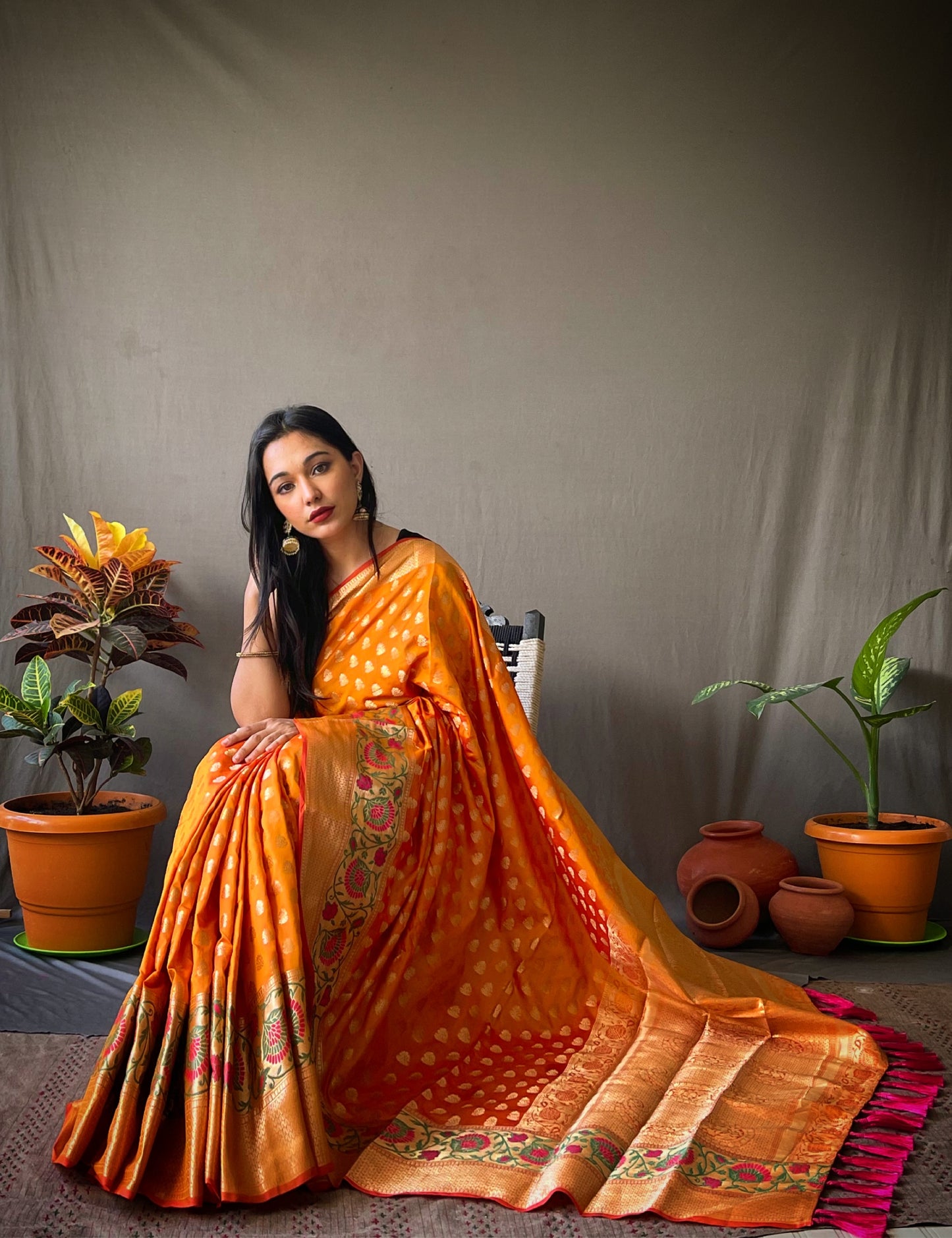 YellowBanarasi Silk Sarees With Gold Zari Weaving
