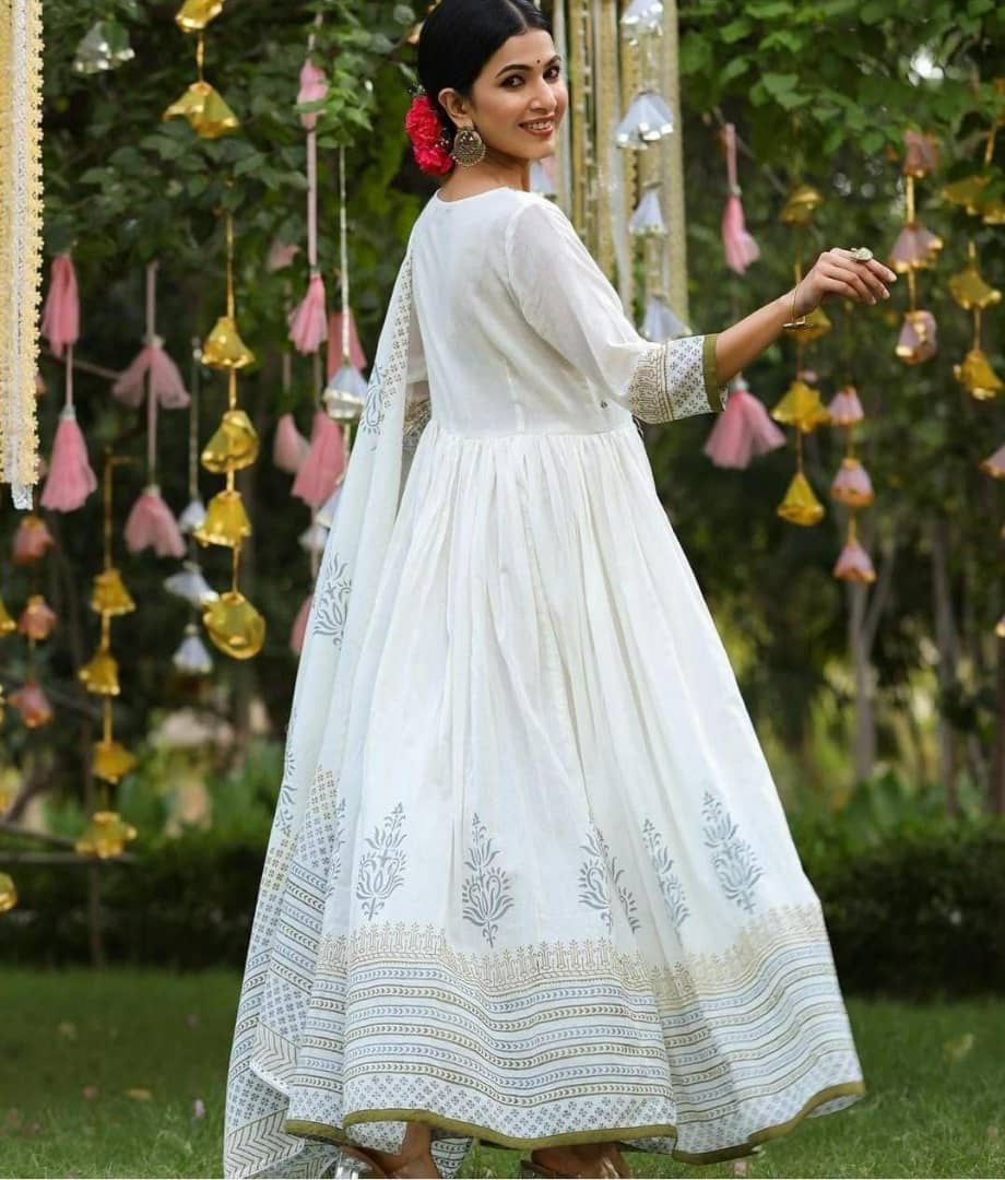 Buy MATKEWALAZ Women's Cotton Jaipuri Sanganeri Print Midi Long Dress  Cotton Printed Maxi Dress A-Line Cotton Gown Dress Maxi Hand Block (Pack of  2) (Multicolor) (Multicolor) at Amazon.in
