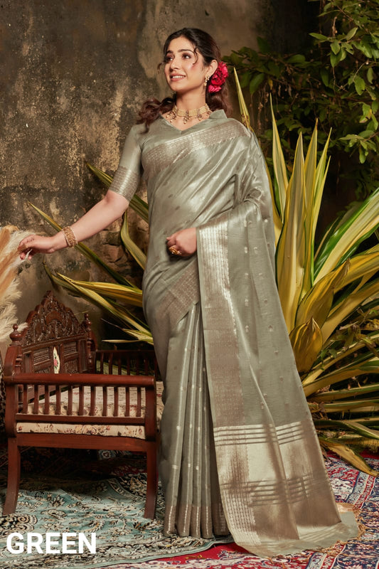 Maheshwari Tissue Silk Weaving Grey Colour Saree