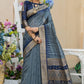Semi Pure Tussur Silk weaving Saree With Temple Woven Border