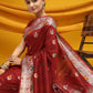 Red Meena woven Border And Zari Woven Pallu With Fancy Tassels