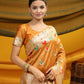 Yellow Meena woven Border And Zari Woven Pallu With Fancy Tassels