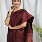 Marroon Soft Silk Saree With Copper Zari Weaves Butties Saree