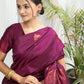 Wine Soft Silk Saree With Copper Zari Weaves Butties Saree