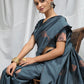 Grey Soft Silk Saree With Copper Zari Weaves Butties Saree
