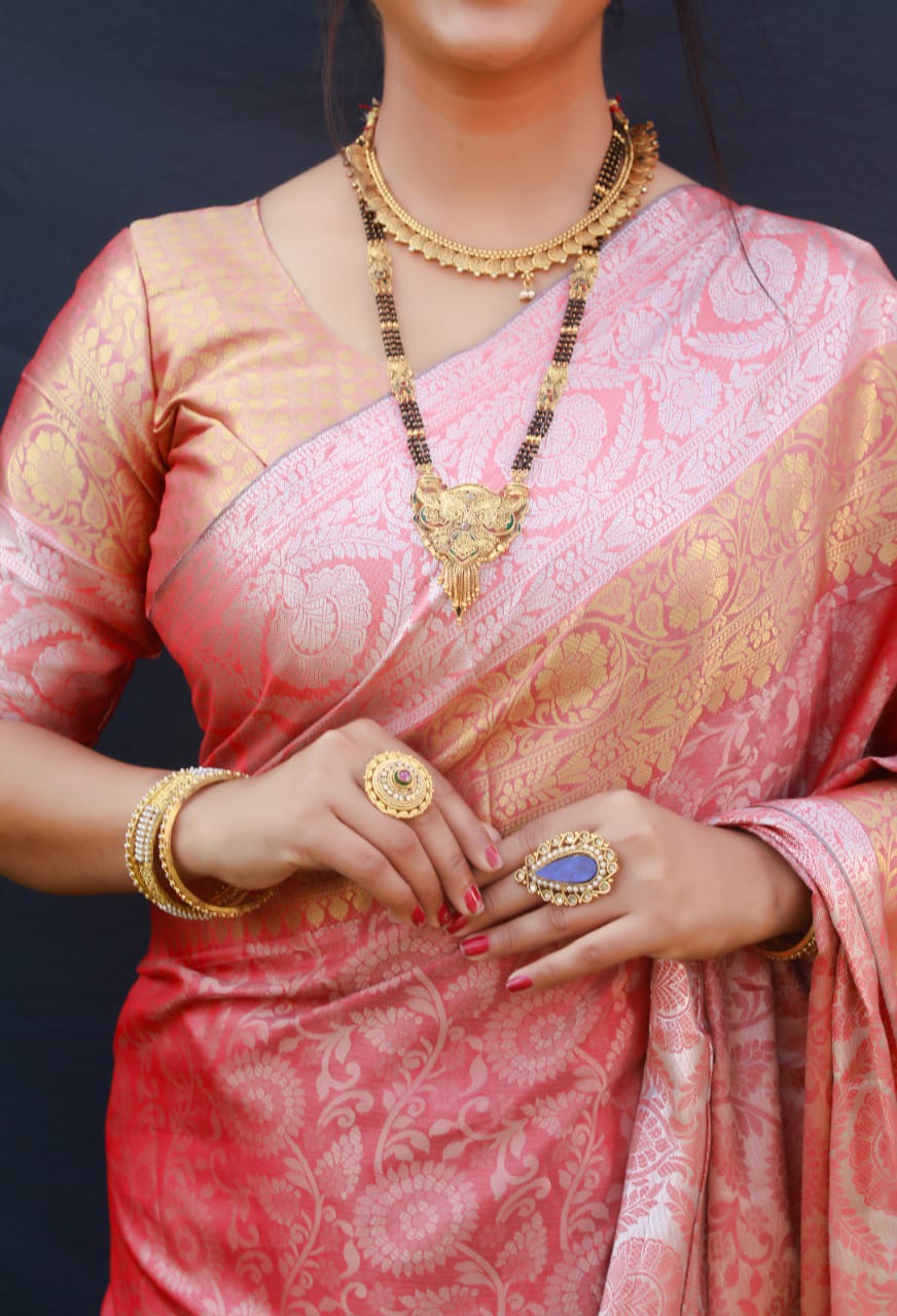 Lavender PinkBeautiful Kanchipuram Pure silk handloom saree with Pure Zari