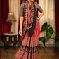 Red Ajarakh Digital Print Muslin Fabric Saree With Rich Glaze .