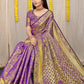 Beautiful Purple Lichi Silk Saree With Golden Weaving Work
