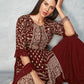 Beautiful Red Fox Georgette Top And Sarara Plazzo With Dupatta