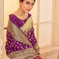 Purple Pure Silk Saree With Zari Work