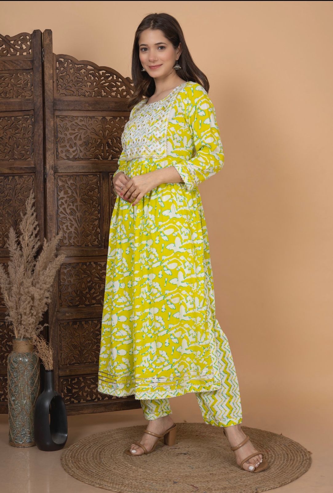 Rayon Nayra Cut  Heavy Gota  Lace Work Kurti