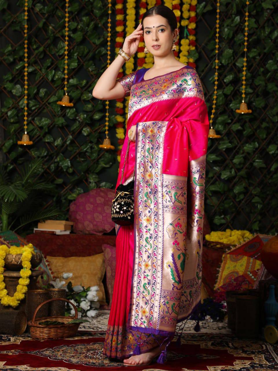 Rani Banarasi Soft Silk Paithani Saree