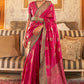Pink Banarasi Khicha Silk Weaving Saree With Contrast Border