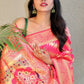 Fuldani Pallu Silk With Pure Zari Weaving Rich  Gajari Saree