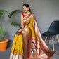 Mustard Yellow Pure Polka Paithani Silk Saree