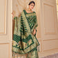 Bottle Green Silk Saree With Zari Weaving Work.
