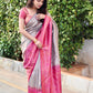 Pink Special 3D Weaving Lichi Silk Banarasi Saree