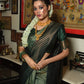 Dark Green Soft Silk Saree With Contrast Fancy Zari Weaves Border